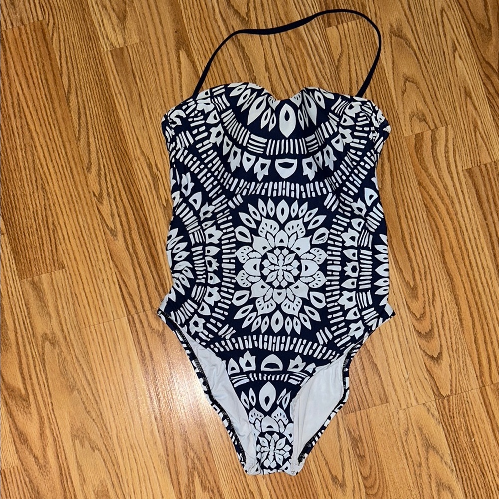 Trina Turk Navy and White Patterned Swimsuit
